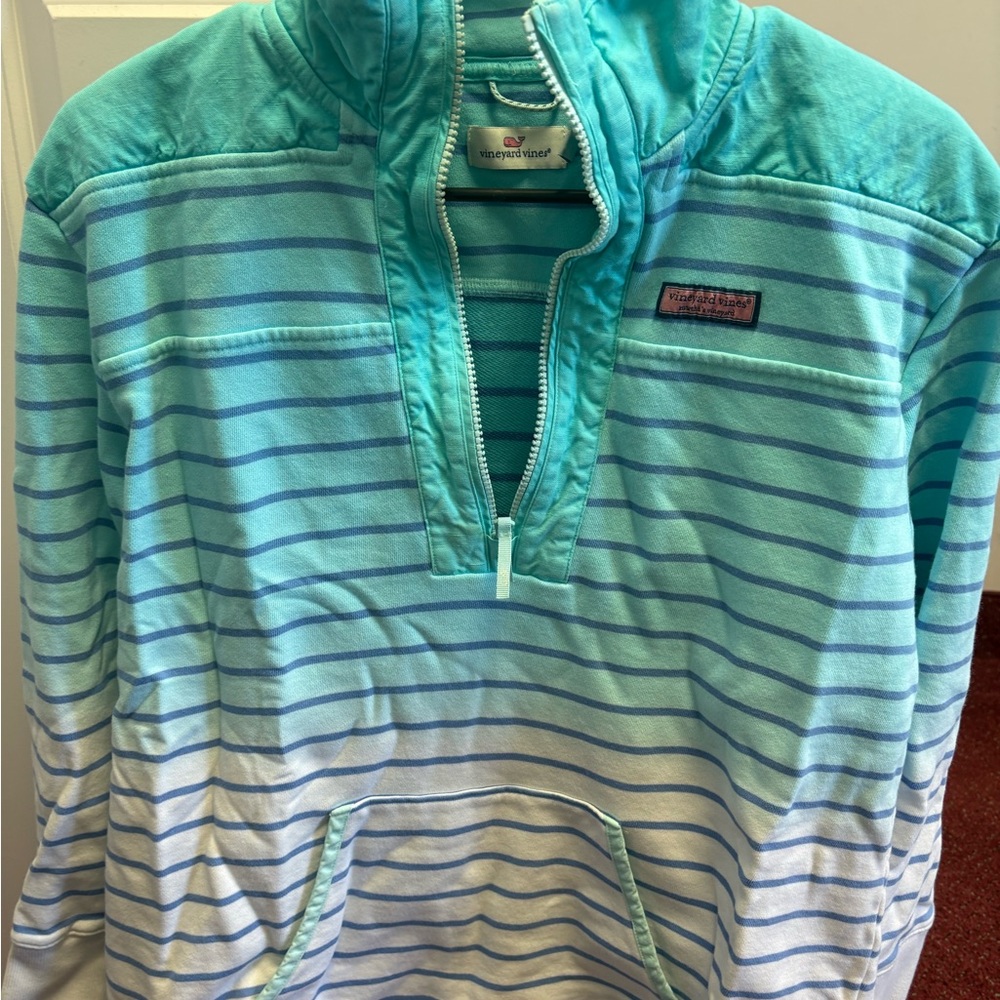 Vineyard Vines Aqua and Blue Striped Top